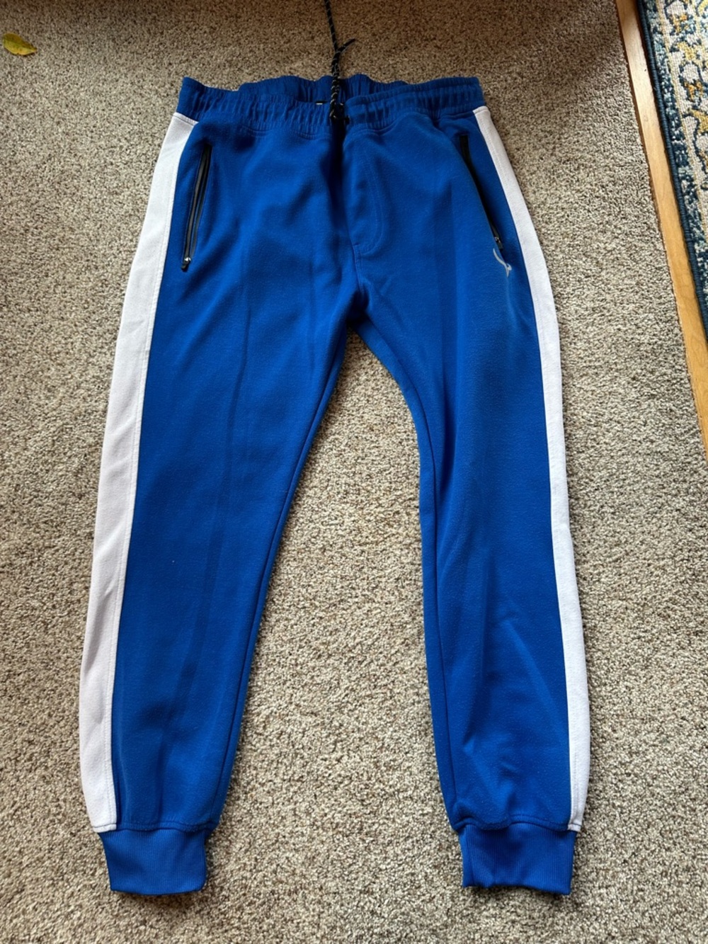 Teen Blue Track Joggers with White Side Stripe